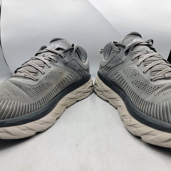 Hoka One One Bondi 7 Mens 12.5 Gray Wild Dove Athletic Running Shoes Casual - Picture 3 of 12